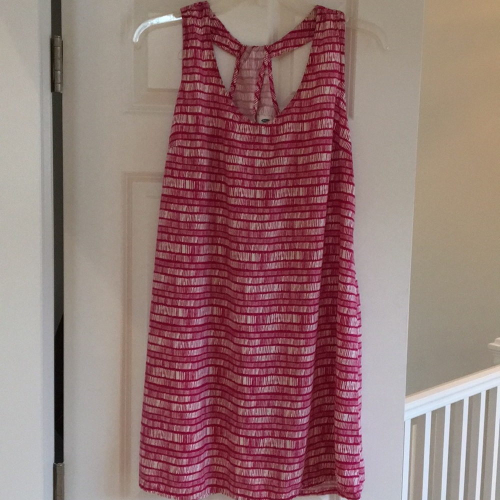Pink and White Sleeveless Swing Dress